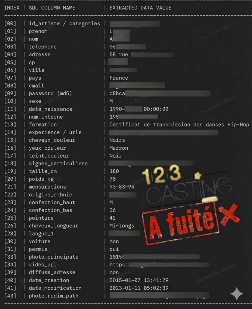 Fuite de données 123casting : une compromission massive aux conséquences graves 2 123 Casting Hack