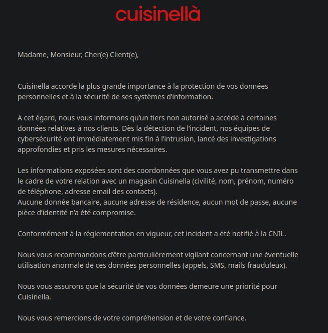 Cyberattaque Schmidt & Cuisinella : un nouvel épisode dans la crise des données en France 2 cyberattaque cuisinella