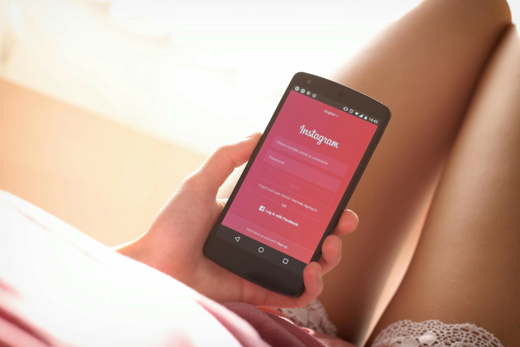 instagram login écran