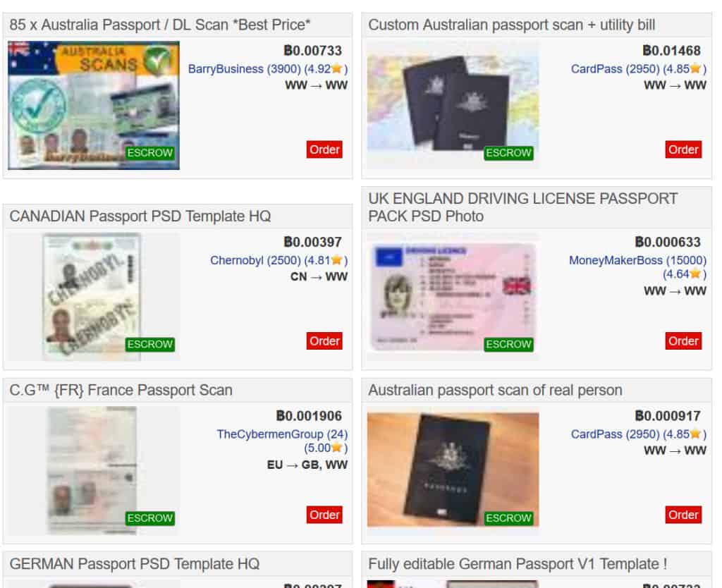 Vos documents d’identité sont-ils vendus sur le Dark Web ? 3 passport listings 1024x834 1