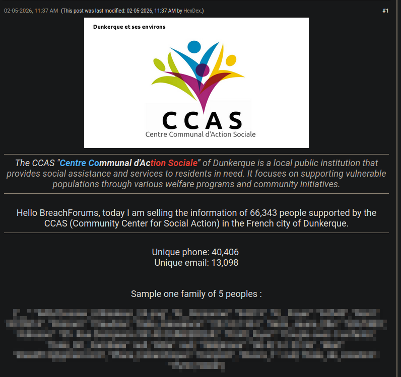 Fuites de données février 2026 : demandeurs d’emploi, collectivités, ARS, recherche… personne n’est épargné 3 ccas dunkerque
