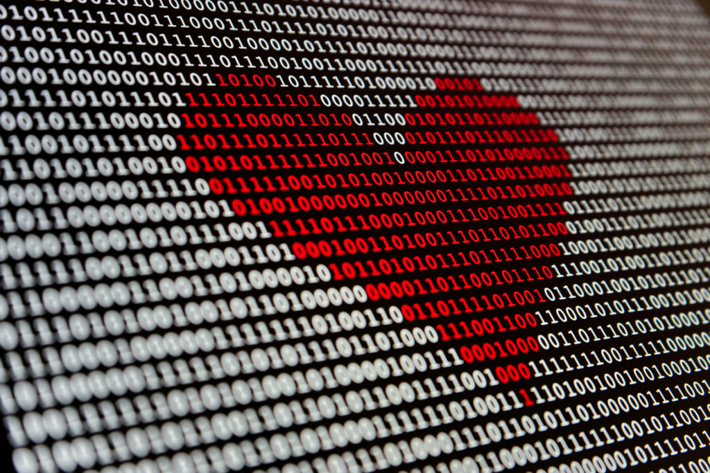 heart pattern binary red black