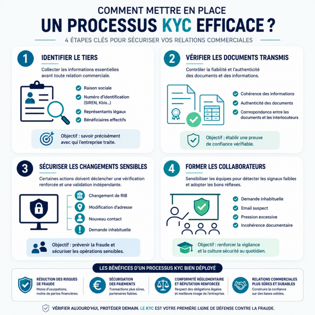 KYC entreprise : pourquoi vérifier l’identité de vos partenaires est devenu indispensable face à l’explosion des fraudes 2 processus KYC IDProtect